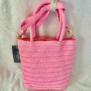 PINK Woven Double Handle + Crossbody Handbag - NWT